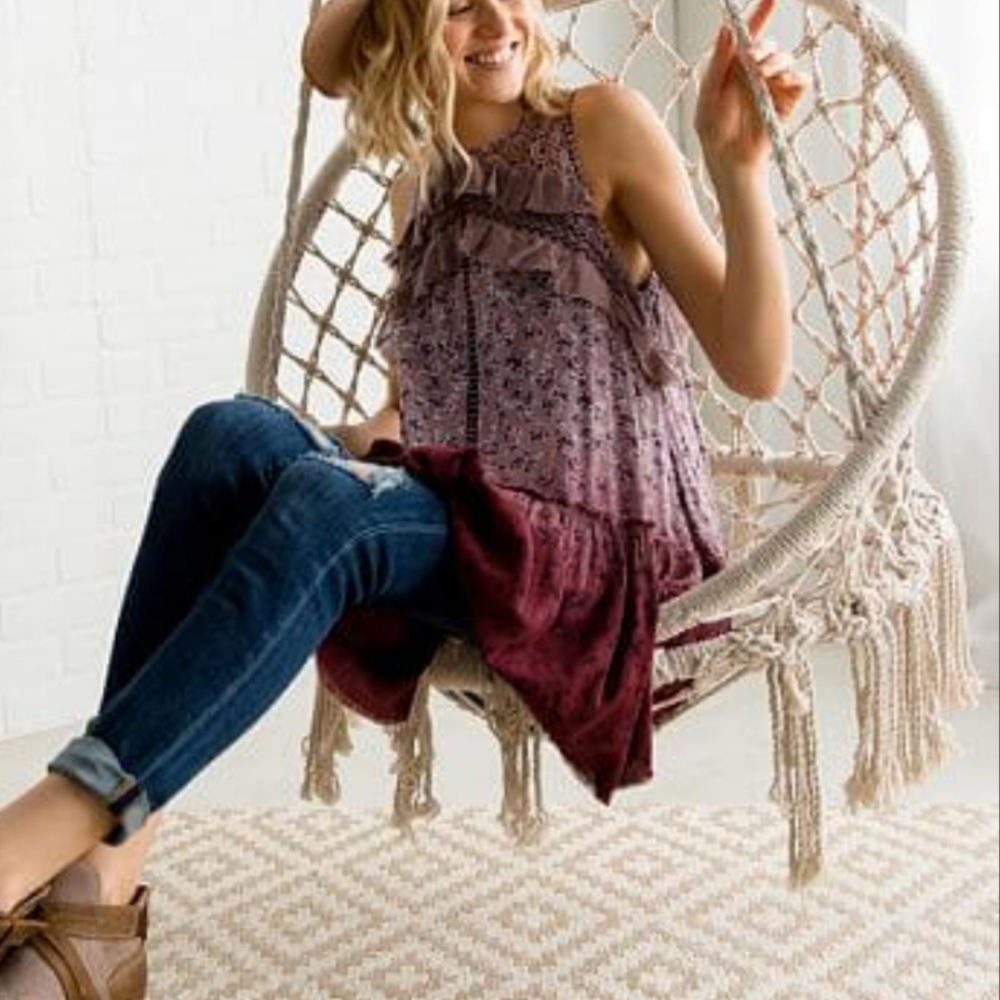 Gimmicks Dip Dye Boho Tunic Blouse Top Size XS